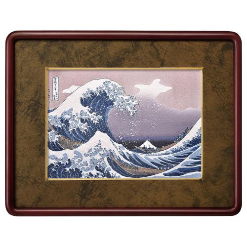 ハクバ 額縁 ORI TOKYO(オリトーキョー)葛飾北斎 富嶽三十六景 神奈川沖浪裏-01M Mサイズ フォトフレーム セット販売 高級木製額縁にジャガード織で再現した名画をセット AMZ-HOKUORI-01M 4977187004137
