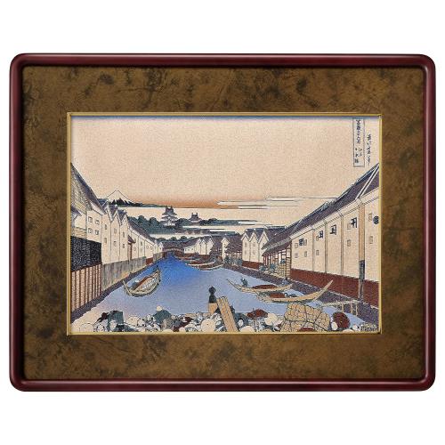 ハクバ 額縁 ORI TOKYO(オリトーキョー)葛飾北斎 富嶽三十六景 江戸日本橋-26L Lサイズ フォトフレーム セット販売 高級木製額縁にジャガード織で再現した名画をセット AMZ-HOKUORI-26L 4977187004649