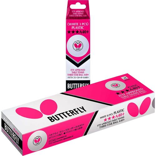 Butterfly(バタフライ) 卓球 ボール バタフライ スリースターボールA40+ ホワイト(270) 3個入り 95770 ..