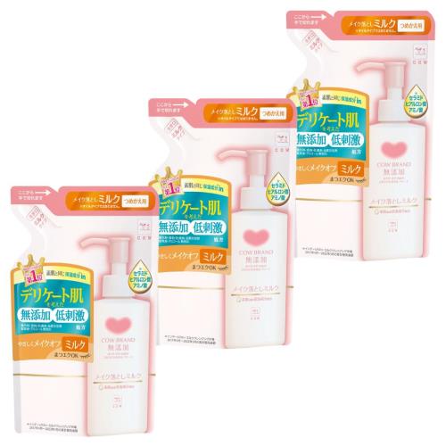 カウブランド 無添加 メイク落とし ミルク つめかえ用 130ml×3個 130ミリリットル (x 3)