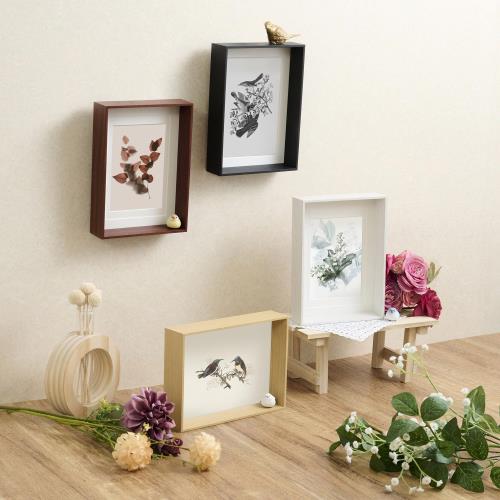 ハクバ HAKUBA 木製額縁 Tiefe(ティーフェ) AZ ブラウン 奥行きのある木製フォトフレーム L/KG(ハガキ)/ 2L(カビネ)サイズ兼用 前面ガラス板 AMZFWTF-BR 4977187001501