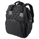 ハクバ HAKUBA マザーズバッグ MOTHERLY BAG GAMAGUCHI AMZMTHG がま口タイプで中身が見やすい 14リットル トートバッグ、おむつ替えシート、メッシュポーチ付きの4点セット ママバッグ リュック バックパック 大容量 保温機能 撥水生地採用 ベビーカー用ストラップ付 ブラッ