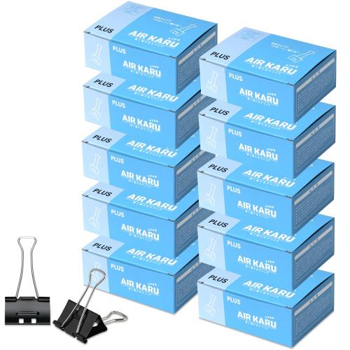 プラス ダブルクリップ エアかる 特大 ブラック 100個 (10個入×10箱) 35-547×10