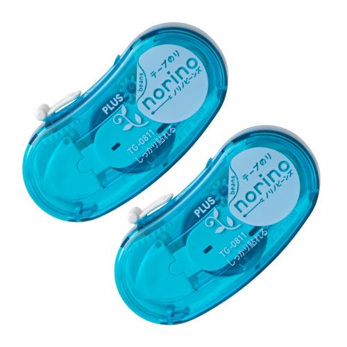 プラス テープのり ノリノビーンズ しっかり貼れる 幅6mm×10m 2個 クリアブルー 54-412 ×2