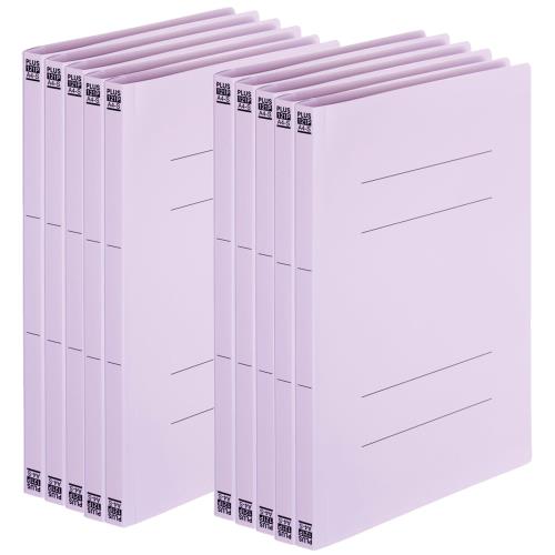 汚れにくく耐久性・耐水性に優れているフラットファイルのまとめ買い向け10冊パック。 ポリプロピレンのしなやかで強靱な表紙です。軽量で耐水性・耐衝撃性などにすぐれていますので、携帯用に適しています。 100％再生ポリプロピレン(PP)製の2穴のとじ具は、3つ山ストッパーを採用し、ずれることなくしっかりファイルします。 縦307×横230×背幅18mm / 2穴 / 穴間隔：80mm / 収容枚数：180枚 / 表紙:40%再生ポリプロピレン(PP)/ とじ具：100％再生ポリプロピレン(PP) / 入り数：10冊 グリーン購入法適合商品