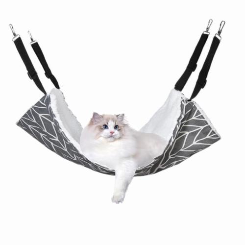 楽天FIDELAYFFSFDC 猫 ハンモック キャット 椅子 ケージ用 大きい 両面使用 耐荷重10KG 大きい60cm x 50cm ペット 日向ぼっこ 遊び場 通気性 金具丈夫 冬夏両用長さ調節可能 （グレー）