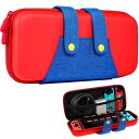 YFFSFDC スイッチ ケース Switch 有機ELモデル専用 保護カバー 耐衝撃防塵 防水 持ち運び便利 メモリカード収納多機能収納ケース (レッドブルー...