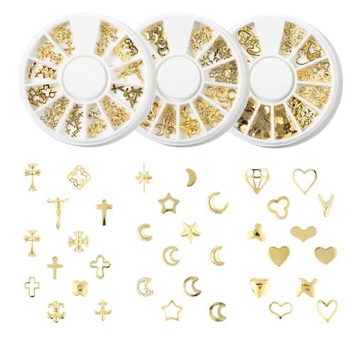 YFFSFDC ネイルパーツ 金属パーツ 3本セット 星 月 ハート 十字架 ゴールド メタルパーツ ハンドメイド..