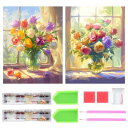 サムコス ダイヤモンドの絵画 ダイヤモンドアート キット 2個セット 暇つぶし おしゃれ かっこいい 全面貼り付け ハンドメイド 初心者 DIY 花 手芸キット...
