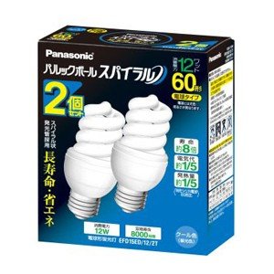 楽天FIDELAパナソニック パルックボール スパイラル D15形 電球60形タイプ 2個入 パルックday色 EFD15ED122T