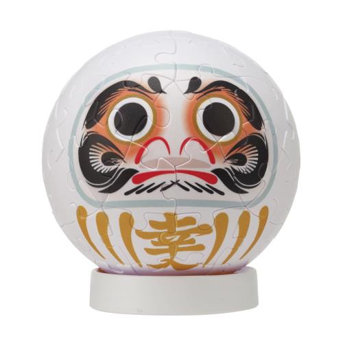 やのまん(Yanoman) 60ピース パズころりん ジグソーパズル パズころりん白だるま (直径約7.6cm) 2003-516 のり不要 台座付き ピース請求はがき付き