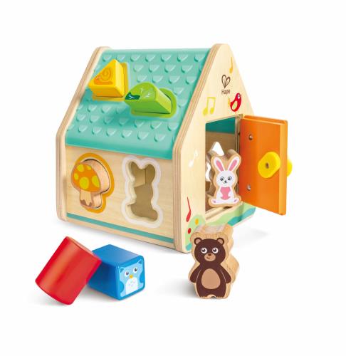 Hape(ハペ) 森のおうちの型はめボックス 15.2×18.5×24.3cm 3才以上 木製 おままごと おもちゃ E0515