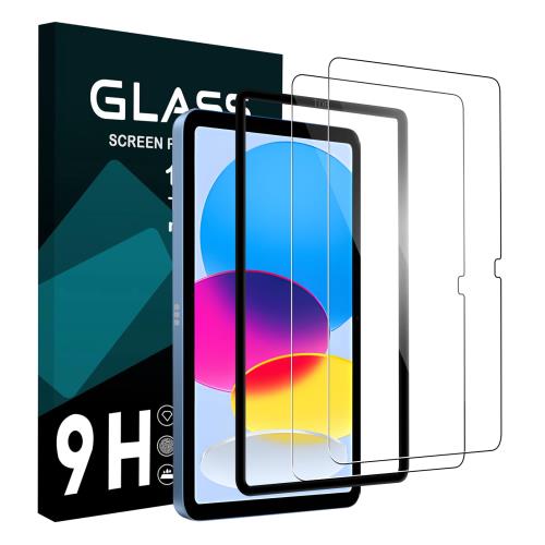 Seninhi ipad 10世代 ガラスフィルム 2枚セット ガイド枠付き iPad 第10世代 10.9 インチ 2022 フィルム 保護フィルム 強化ガラス 国産旭硝子素材製 飛散防止 9H硬度 高透過率 指紋防止 さらさら キズ防止 貼り付けやすい BSIAP10SD22
