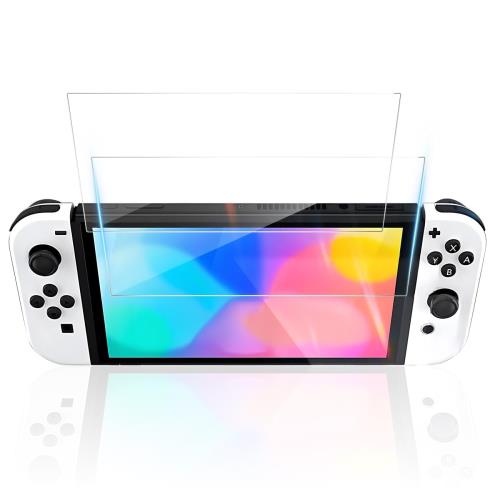対応 Switch 有機EL ガラスフィルム 強化ガラス 全面保護 ガラスフィルム2枚セット-国産AGC旭ガラス硬度9H 厚さ0.3mm 7.0inch 高透過...
