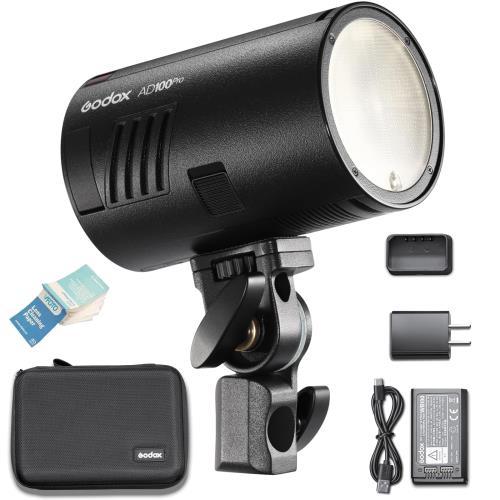 GodoxGodox AD100Pro ポケットフラッシュストロボ カラーフィルターとハンドル付き 100W TTL 内蔵2.4GワイヤレスXシステム 1/8000 HSS 高速同期 2600mAhイオンバッテリー 360フルパワー 丸型フラッシュ [並行輸入品]