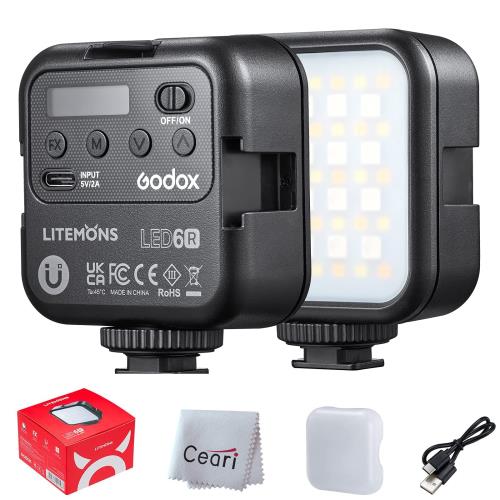 Godox LED6R LEDビデオライト LitemonsシリーズRGBカラー CCTモード 色温度3200K-6500K CRI 95+ 13つのFX照明効果 3つのコールドシュー付き 磁気吸収サーポット [並行輸入品]