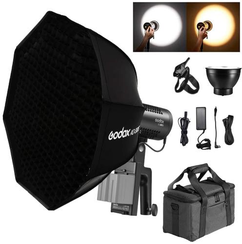 GodoxGodox ML60Bi LEDライト 60W 色温度2800K-6500K 手持ち式 LEDビデオライト 撮影補助光 CRI 96+ TLCI 97+ 輝度調整 静音ファンモード 屋外LEDライト 、Godoxマウントと互換性あり（ML60Bi+ADS60S） [並行輸入品]