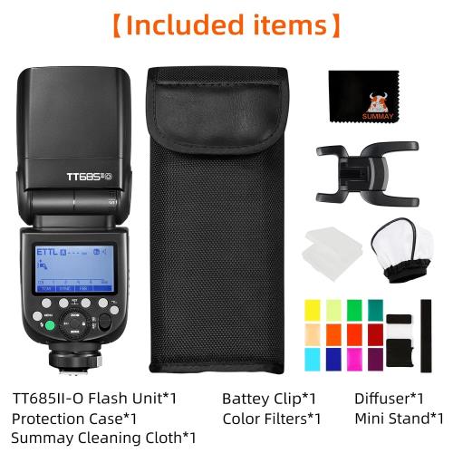 GODOX TT685II-O �����ѥ�/�ѥʥ��˥å�������ѥ��󥫥��TTL�ե�å��塢1/8000�ù�®Ʊ���������å���꡼�����å���TCM���󥹥�����Ѵ���GN60��ư���ԡ��ɥ饤�ȡ�0.1��2.6�äΥꥵ��������֡�Godox X�����ƥࡢ��Ŭ�ޡ���