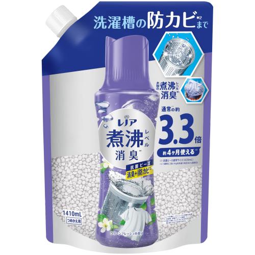 レノア 超消臭 煮沸レベル消臭 抗菌ビーズ 消臭+防カビ クリーンフレッシュ 詰め替え 1,410mL [大容量]