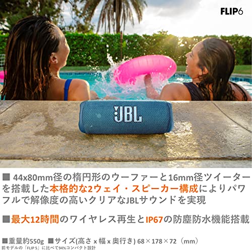 JBL FLIP6 Bluetoothスピーカー 2ウェイ・スピーカー構成/USB C充電/IP67防塵防水/パッシブラジエーター搭載/ポータブル ブルー JBLFLIP6BLU fidela-10438927 FIDELA サンプル画像2