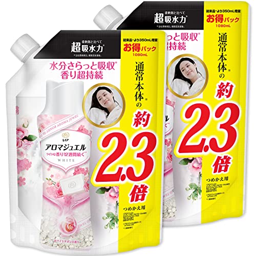 まとめ買い レノア ハピネス アロマジュエル 香り付け専用ビーズ ホワイトサボン 詰め替え 特大 1080mL × 2個 まとめ買い レノア ハピネス アロマジュエル 香り付け専用ビーズ ホワイトサボン 詰め替え 特大 1080mL × 2個