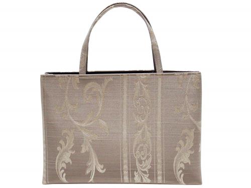 [さらさ] 尾州織物 手提げバッグ 和装バッグ お稽古などに ki-504 全5タイプ -,2薄茶地に縦ツタ