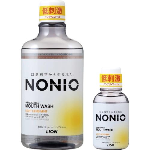 NONIO(ノニオ) [医薬部外品] マウスウォッシュ ライトハーブミント(ノンアルコールタイプ) 洗口液 口臭原因菌を殺菌 600ml +ミニリンス80ml