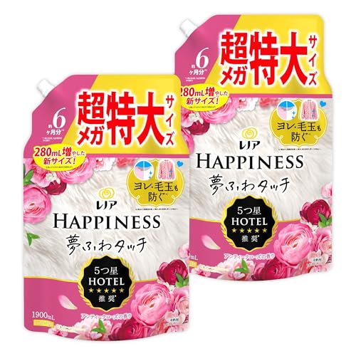 まとめ買い[大容量] レノア ハピネス 夢ふわタッチ 柔軟剤 アンティークローズ 詰め替え 1,900mL×2袋