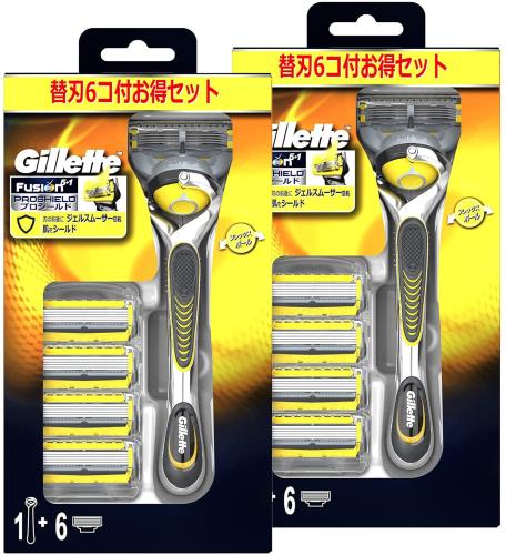 まとめ買い ジレット プロシールド マニュアル カミソリ ホルダー + 替刃6個 × 2セット (本体2個+替刃12個)