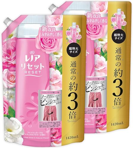 まとめ買い [大容量] レノア リセット 柔軟剤 フレッシュローズナチュラルフラワー 詰め替え 1,420mL ×2個(4)