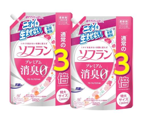 まとめ買いソフラン プレミアム消臭 フローラルアロマの香り 柔軟剤 詰め替え 特大1260ml ×2個セット まとめ買いソフラン プレミアム消臭 フローラルアロマの香り 柔軟剤 詰め替え 特大1260ml ×2個セット