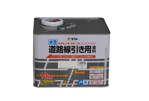 アサヒペン 塗料 ペンキ 水性道路線引き用塗料 10kg 白 水性 道路 ライン引き アスファルト コンクリート 艶消し 1回塗り 滑り止め効果 速乾 耐摩耗性 耐候性 日本製