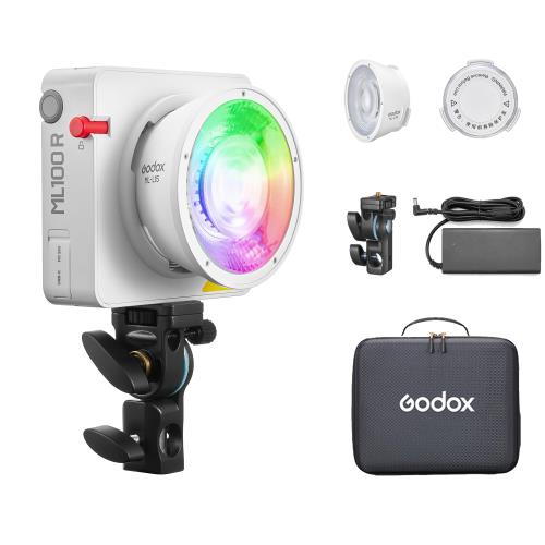 Godox ML100R RGB撮影ライト 1800K-10000K、アプリコントロール対応 高演色性 14種類照明効果 ポータブル撮影ライト YouTube/TikTok動画録画、撮影、ライブストリーミング、スタジオ照明制作に適用
