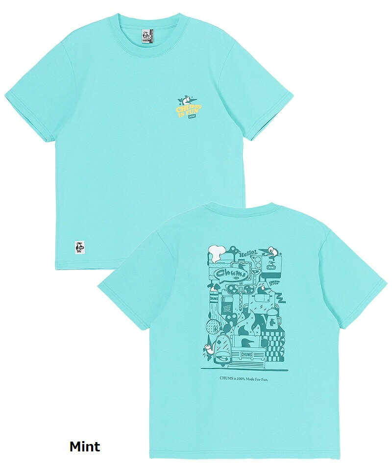 CHUMS ( チャムス ) チャムスイズファンTシャツ | トップス | Tシャツ | シャツ | バックプリント | プリント | 半袖 | 半袖シャツ | 夏服 | タイダイ染め | CH01-2522 | コットン | レトロポップ | アパレル