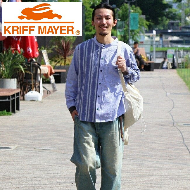 Rakuten - 【 マラソン期間中SALE 】KRIFF MAYER ( クリフメイヤー ) バンドカラー袖リブハッピーシャツ | MENS | 2537000 | 長袖 | シャツ | オシャレ | メンズ | 男性用 | スナップボタン | トップス | インナー | アパレル | 春 | 羽織る | お出かけ | くりふめいやー | カジュアル
