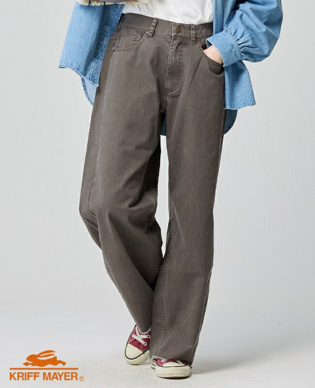 Rakuten - KRIFF MAYER ( クリフメイヤー ) ユーズド風カラーパンツ | LADYS | W2535121 | レディース | ロングパンツ | 着やせ | オシャレ | アウトドア | お出かけ | ゆったり | ユーズド風 | すっきり | シンプル | 春 | くりふめいやー | カジュアル