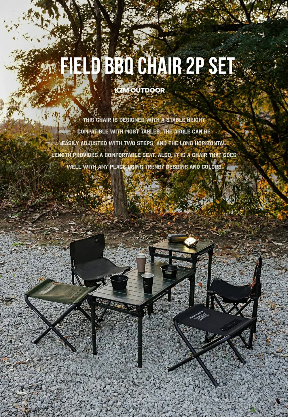 KZM OUTDOOR ( カズミアウトドア ) フィールドBBQチェア2Pセット BBQ | アウトドア | キャンプ | チェア | 椅子 | アウトドアチェア | キャンプチェア | セット | 2脚 | 折りたたみ | 折りたたみチェア field-seven-10002671 FIELD SEVEN サンプル画像3