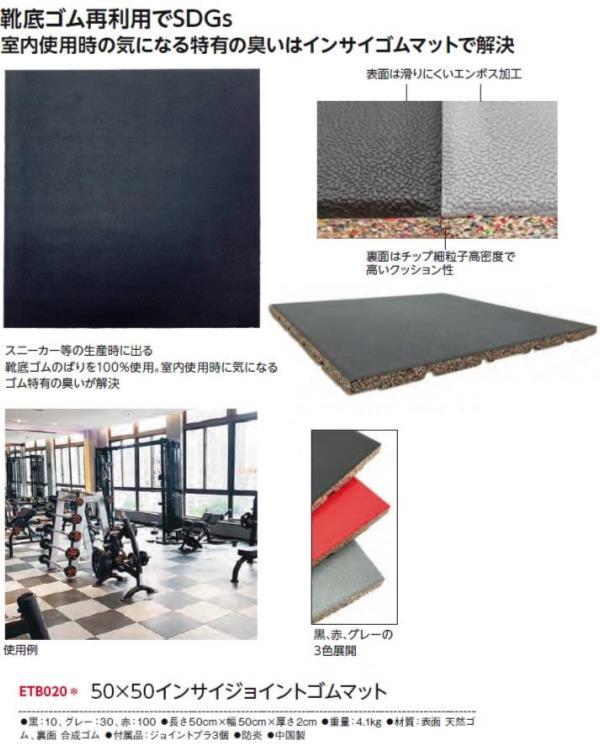 ゴムマット エバニュー ETB020-30 50×50インサイジョイントゴムマット グレー (ENW...