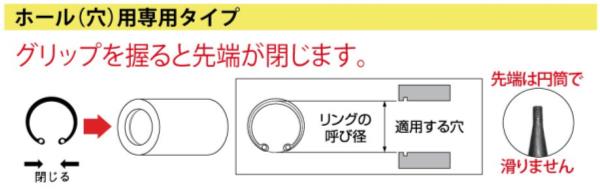 プライヤ 工具 TOP HS-230 スナップリングプライヤ ホール用ストレート(穴用直爪) 【TOP】【36CE】 2