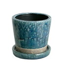 ポット おしゃれ 植木鉢 カラーポット CH15-G527MBL COLOR GLAZED POT MIDNIGHT BLUE 【DTN】【14CD】