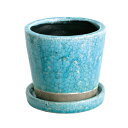 ポット おしゃれ 植木鉢 カラーポット CH13-G476TQ COLOR GLAZED POT TURQUOISE 【DTN】【14CD】