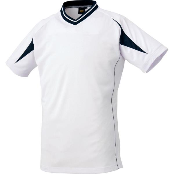 ベースボールTシャツ ベースボールシャツ 野球着 【メール便発送】 野球 Vネックベースボールシャツ ベースボールTシャツ ホワイト/ネイビー 【ZTB】【36CE】