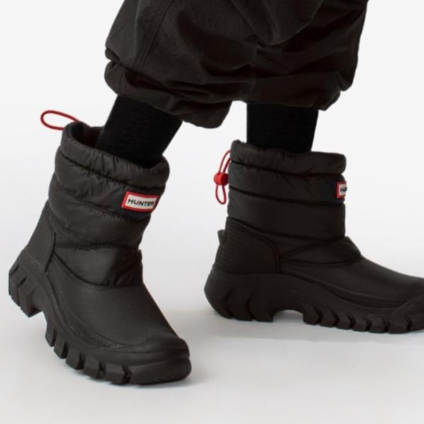 ハンター ショートブーツ ハンター 長靴 レディース レインブーツ レディース WOMENS INTREPID SHORT SNOW BOOT BLACK (HUN)【14CD】