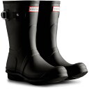 P5{!!@4/24`4/27܂! C fB[X Cu[c fB[X CV[Y fB[X WOMENS ORIGINAL SHORT HUNTER TRI COLOUR LOGO BACKSTRAP BOOT BLACK yHUNz