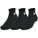 靴下 ソックス くつ下 UAトレーニング コットン クオーター ソックス (3足セット) Black/Black/White【36CE】