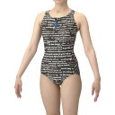 水着 Yバック レディース フィットネスワンピース Yバック 差し込みパッド ブラック×シルバー 【ARN】