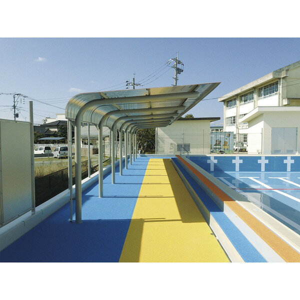 ダッグアウト 腰壁 アルミ屋根 S-4518 ダッグアウト W6m 埋込式 アルミ屋根仕様 腰壁付 【SWT】【36CE】