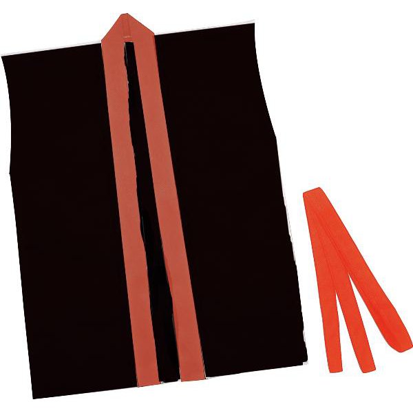 カラー不織布ハッピ袖なし子供用S黒（赤襟） (AC206428/'004111)【14CD】