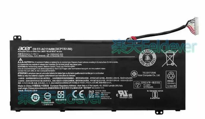製品仕様 商品型番 AC17A8M 電圧 11.55 V 容量 5360 mAh/ 61.9 Wh バッテリー種類 リチウムイオン 保証期間 ご購入日より12ヶ月 対応機種一覧 Acer Aspire SF314-52-57EJ Acer Spin 3 SP314-52 SP314-52-30SD SP314-52-31FP SP314-52-331FP SP314-52-34M3 SP314-52-34UD SP314-52-359F SP314-52-35AH SP314-52-36PS SP314-52-37MH SP314-52-37XY SP314-52-501M SP314-52-50HT SP314-52-518G SP314-52-51K3 SP314-52-52JK SP314-52-549T SP314-52-54R2 SP314-52-5565 SP314-52-57FR SP314-52-585L SP314-52-58AR SP314-52-599W SP314-52-59LS SP314-52-59XY ご購入前の注意事項 ・ご購入前に、対応型番を十分ご確認ください。 ・初回使用時は、満充電後のご使用を推奨しております。 ・バッテリー性能維持のため、定期的な充電を推奨しております。 ・交換作業時は、PC本体の電源をお切りください。 ・沖縄県、北海道、一部離島地域につきましては、 別途送料【2000円】をご負担いただく場合がございます。 ・製品仕様および外観は、改良のため予告なく変更となる場合がございます。