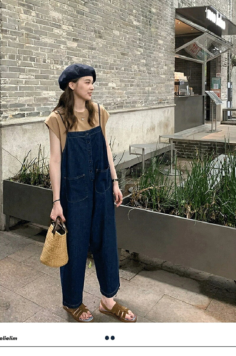 ファッションデイズのデニムサロペットパンツ オールインワン パンツ デニム レディース サロペ ワイドパンツ デニムパンツ ワイド 大きいサイズ ボトム ロング パンツ サルエルパンツ ストレートパンツ 体型カバー ゆったり ストラップ きれいめ 春 夏 秋 ブルー 可愛い 送料無料｜アングル3